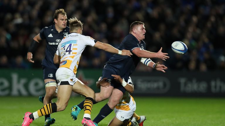Tadhg Furlong attacking for Leinster against Wasps in the Heineken Champions Cup