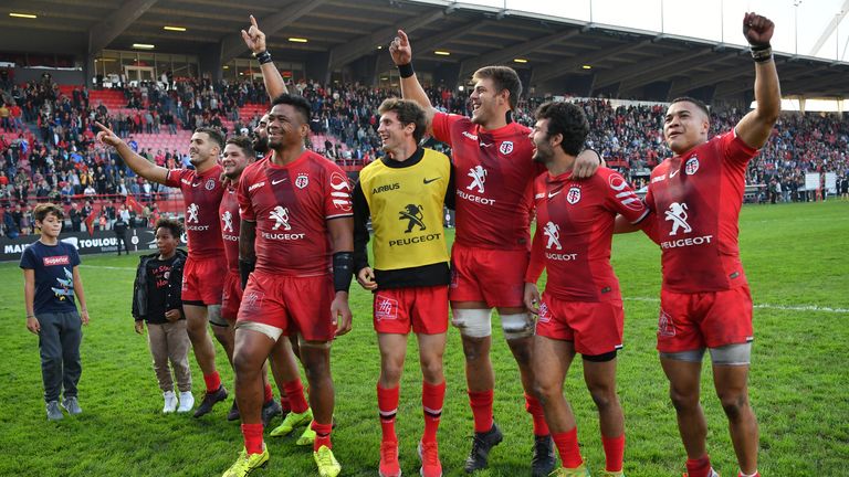 Toulouse celebrate after beating Leinster