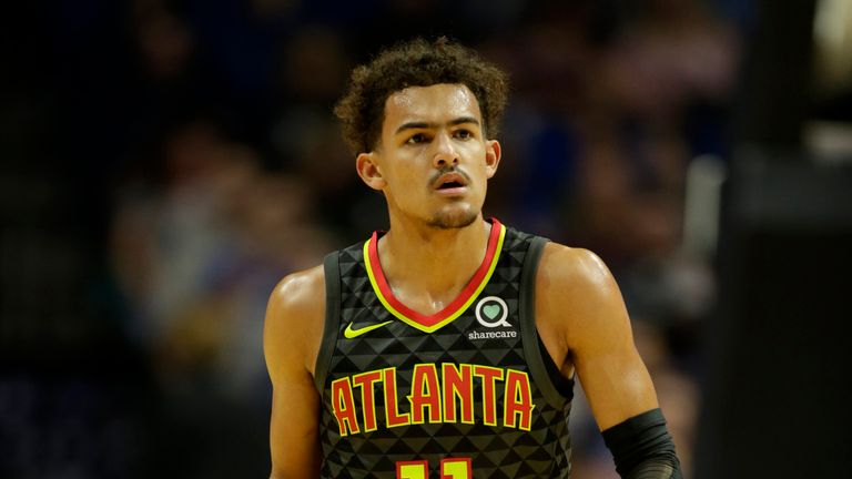  Trae Young #11 of the Atlanta Hawks handles the ball against Oklahoma City Thunder during a pre-season game on October 7, 2018 at BOK Center, in Tulsa, Oklahoma.  NOTE TO USER: User expressly acknowledges and agrees that, by downloading and/or using this Photograph, user is consenting to the terms and conditions of the Getty Images License Agreement. Mandatory Copyright Notice: Copyright 2018 NBAE (Photo by Shane Bevel/NBAE via Getty Images)