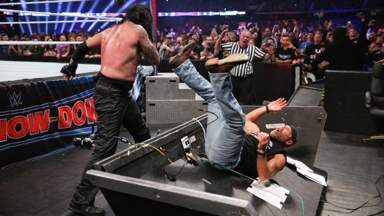 The Undertaker chokeslammed Shawn Michaels through a table at the WWE event in Australia on Saturday