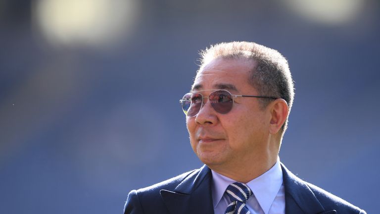 Leicester City owner Vichai Srivaddhanaprabha following the Premier League match between Leicester City and West Ham United at the King Power Stadium on May 5, 2018