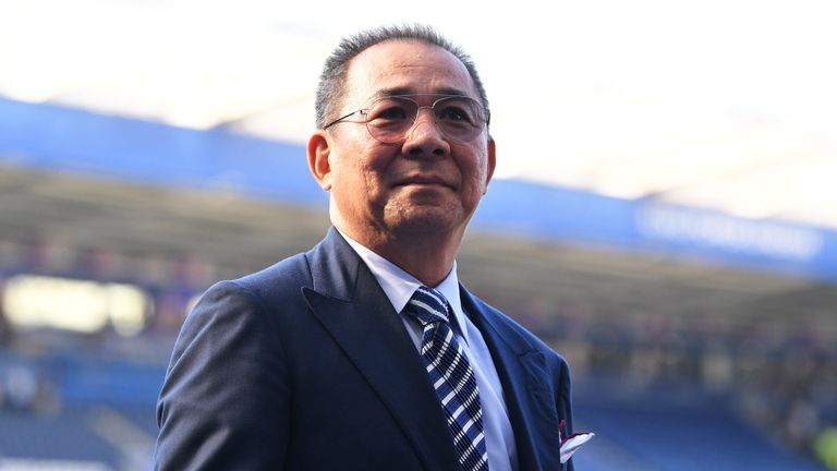 Leicester City owner Vichai Srivaddhanaprabha following the Premier League match against West Ham United at the King Power Stadium on May 5, 2018