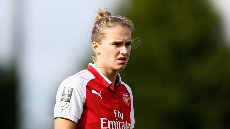 Vivianne Miedema during the Women's Super League 1 match between Arsenal and Bristol City at Meadow Park, Boreham Wood on October 8, 2017 in London, United Kingdom.