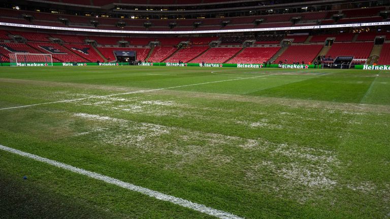 Wembley pitch before Spurs&#39; match against Manchester City