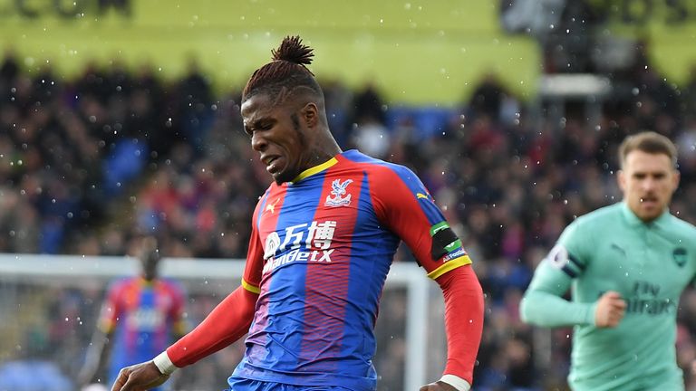 Wilfried Zaha in action for Crystal Palace v Arsenal