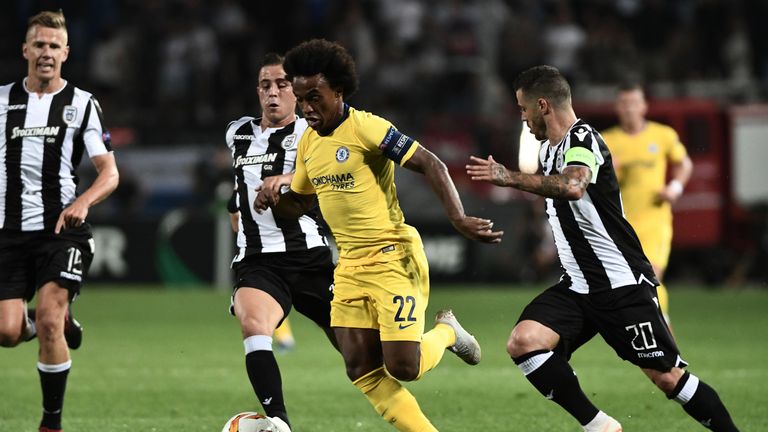 Willian scored the only goal as Chelsea beat PAOK last month in Greece