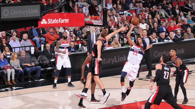 Otto Porter Jr. #22 of the Washington Wizards shoots the ball against the Portland Trail Blazers on October 22, 2018 at the Moda Center in Portland, Oregon. 