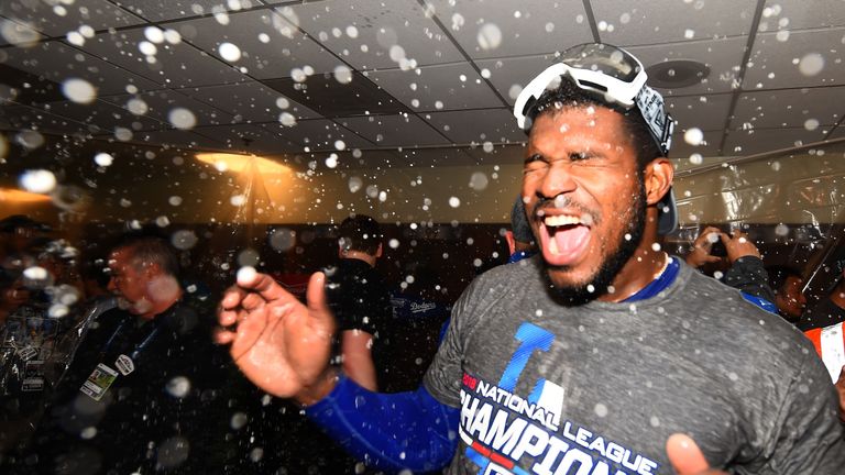 in Game Seven of the National League Championship Series at Miller Park on October 20, 2018 in Milwaukee, Wisconsin.