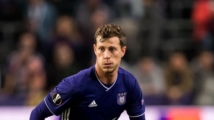 Anderlecht's James Lawrence during the UEFA Europa League, group D match against Fenerbahce at Constant Vanden Stock Stadium
