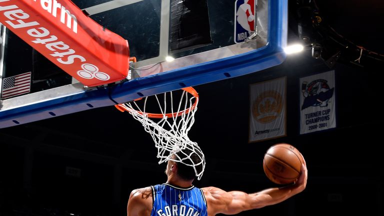Aaron Gordon throws down a huge dunk against Detroit