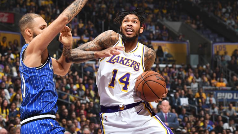 Brandon Ingram attacks the rim against Orlando