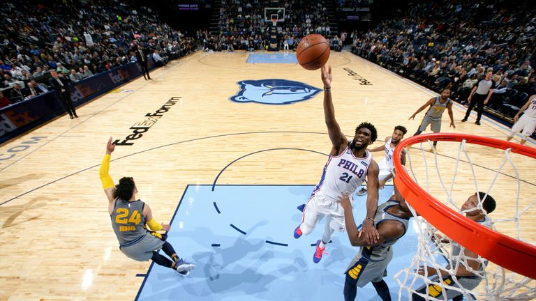 Joel Embiid dominates the paint against Memphis