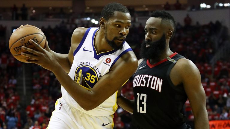 Former team-mates Kevin Durant and James Harden will renew their rivalry