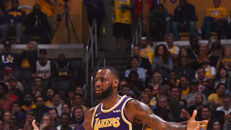 LeBron James in action for the Los Angeles Lakers against the Dallas Mavericks