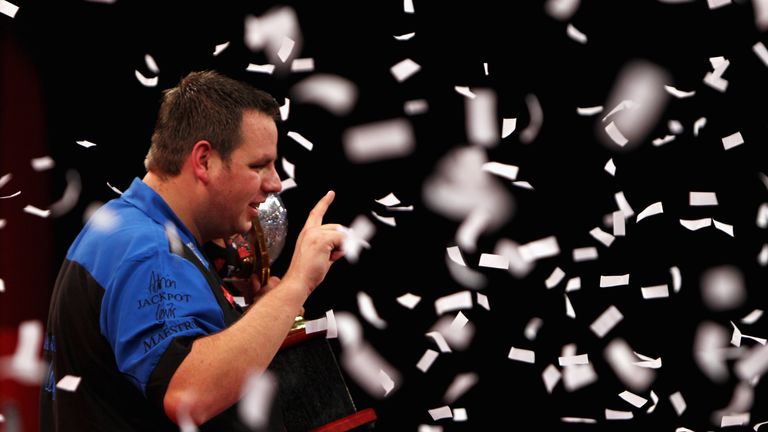 Adrian Lewis of England Gary Anderson of Scotland during the Final of the 2011 Ladbrokes.com World Darts Championship at Alexandra Palace on January 3, 2011 in London, England.