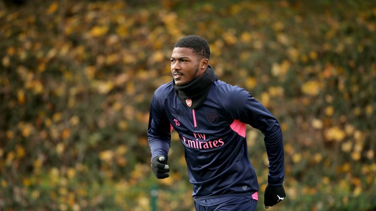Arsenal's Ainsley Maitland-Niles during a training session at London Colney