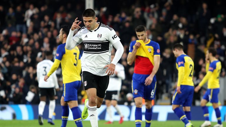 Aleksandar Mitrovic celebrates his equaliser