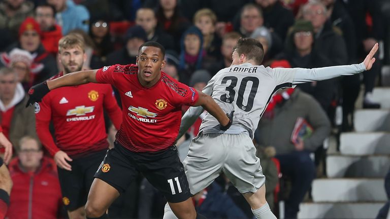 Anthony Martial tries to find space