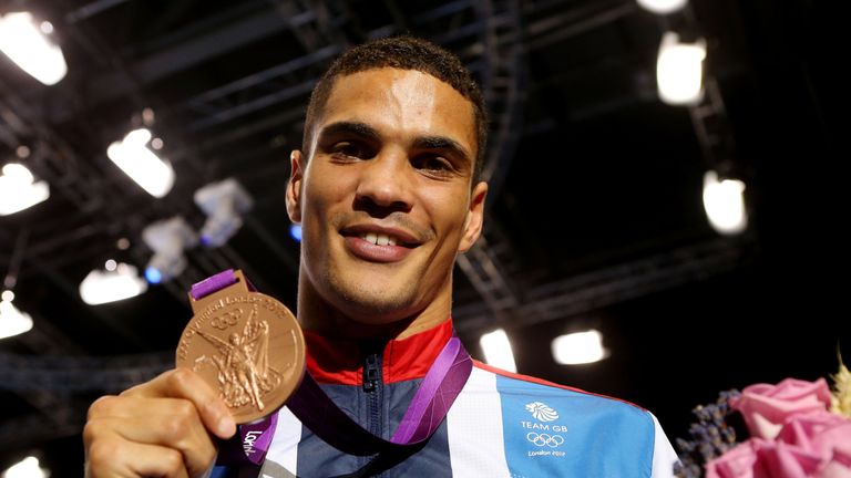 during the Men's Middle (75kg) Boxing final bout on Day 15 of the London 2012 Olympic Games at ExCeL on August 11, 2012 in London, England.