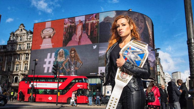 Images of Becky Lynch and Charlotte Flair were shown at Piccadilly Circus as part of WWE's UK tour