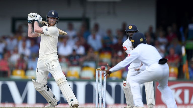 COLOMBO, SRI LANKA - NOVEMBER 25:  England batsman Ben Stokes hits out during Day Three of the Third Test match between Sri Lanka and England at Sinhalese Sports Club on November 25, 2018 in Colombo, Sri Lanka.  (Photo by Stu Forster/Getty Images)