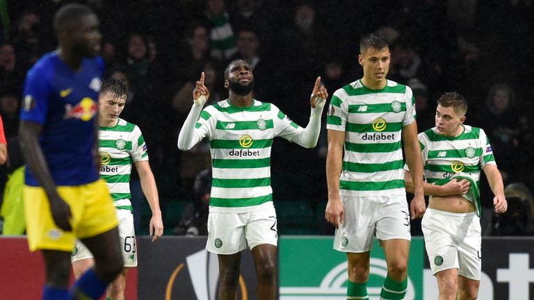 Celtic's Odsonne Edouard celebrates his late goal