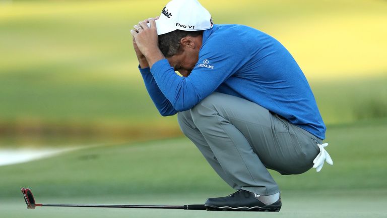 Charles Howell III of the United States celebrates after making his putt in the second playoff of the final round to win the RSM Classic at the Sea Island Golf Club Seaside Course on November 18, 2018 in St. Simons Island, Georgia. 