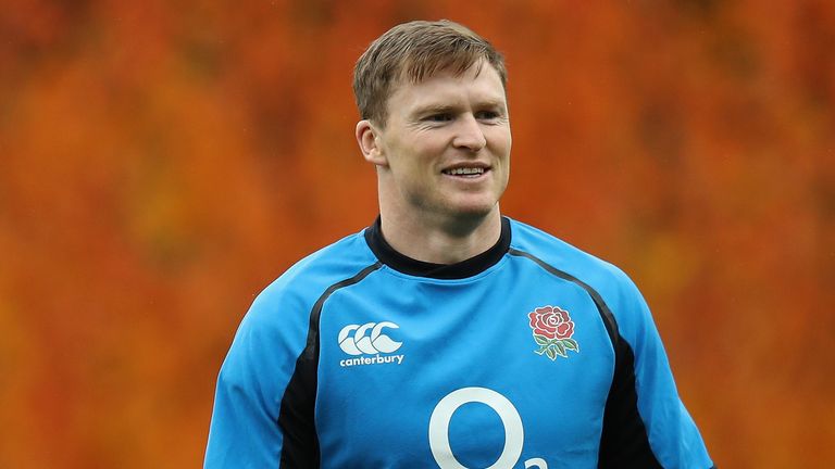 Chris Ashton looks on during the England training session held at Pennyhill Park on November 7, 2018 in Bagshot, England.