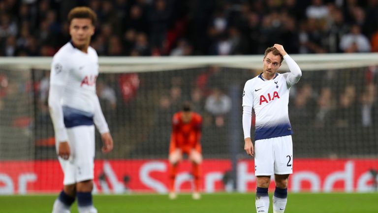 Christian Eriksen during the Group B match of the UEFA Champions League between Tottenham Hotspur and PSV at Wembley Stadium on November 6, 2018 in London, United Kingdom.
