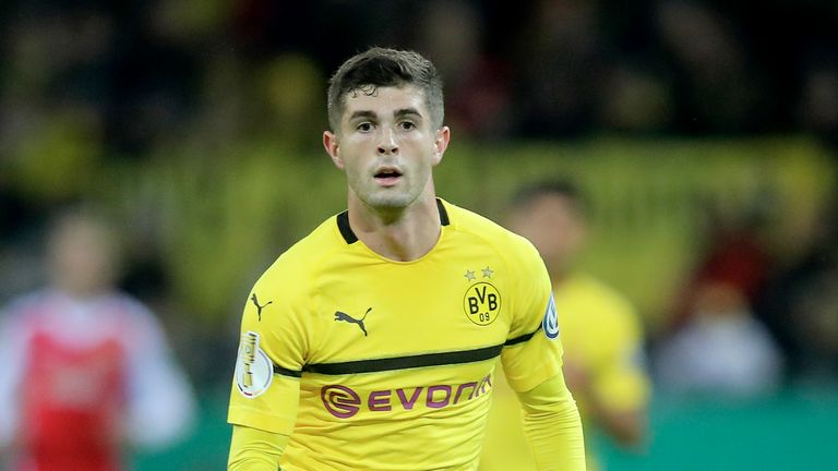 Christian Pulisic in action for Borussia Dortmund