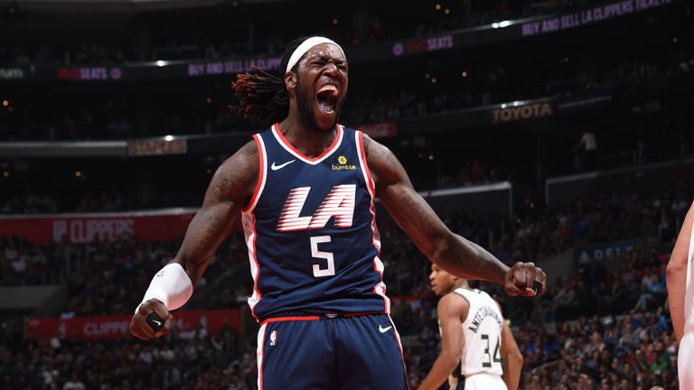 Montrezl Harrell celebrates during the win