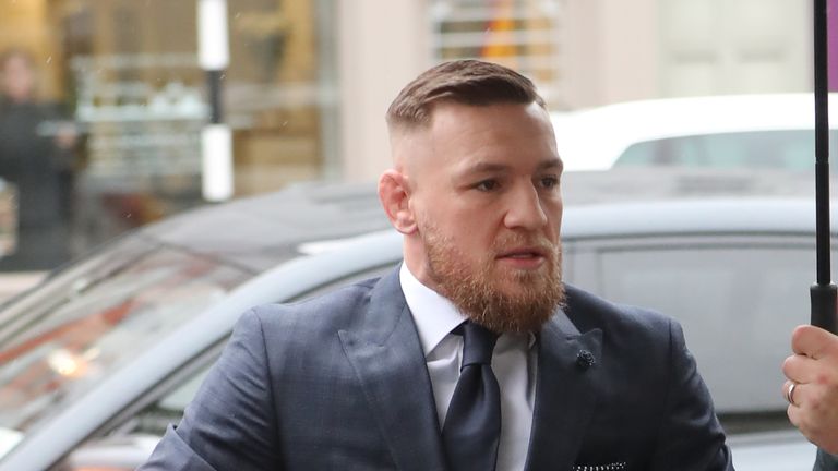 Conor McGregor arrives at Naas District Court in Co Kildare, where he faced a speeding charge.