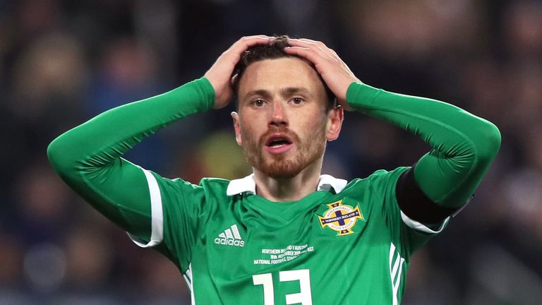 Northern Ireland's Corry Evans reacts to Austria's late winner