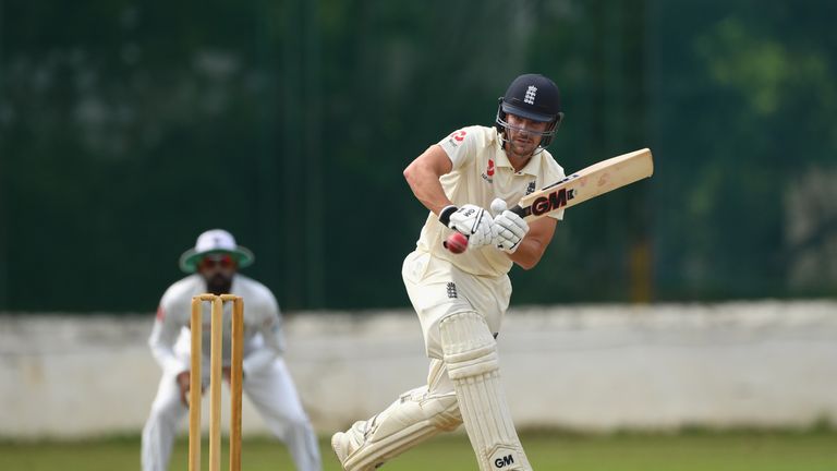 Burns in action during England's warm-up game against the Sri Lanka Board XI in Colombo