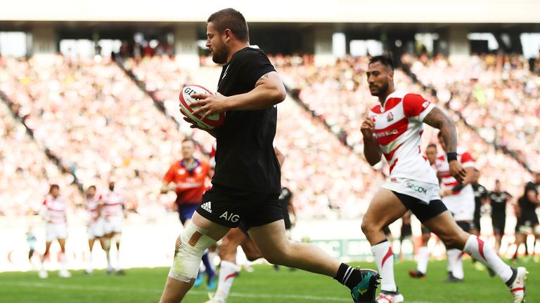 Dane Coles runs in to score against Japan