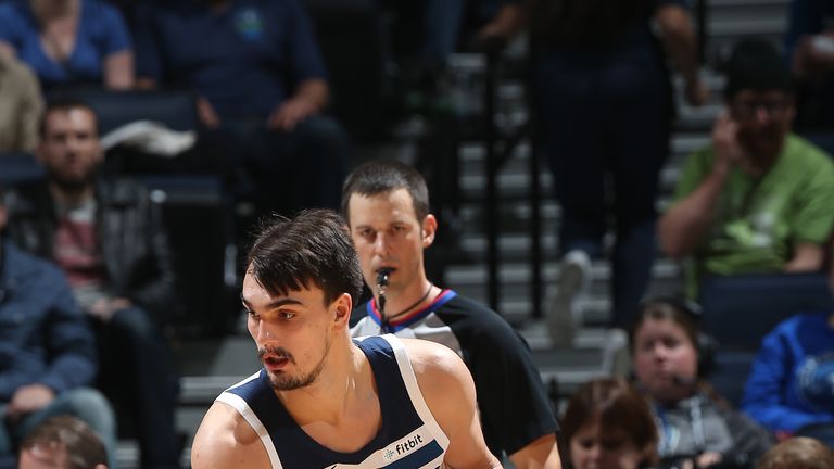 Dario Saric #36 of the Minnesota Timberwolves handles the ball against the New Orleans Pelicans on November 14, 2018 at Target Center in Minneapolis, Minnesota.