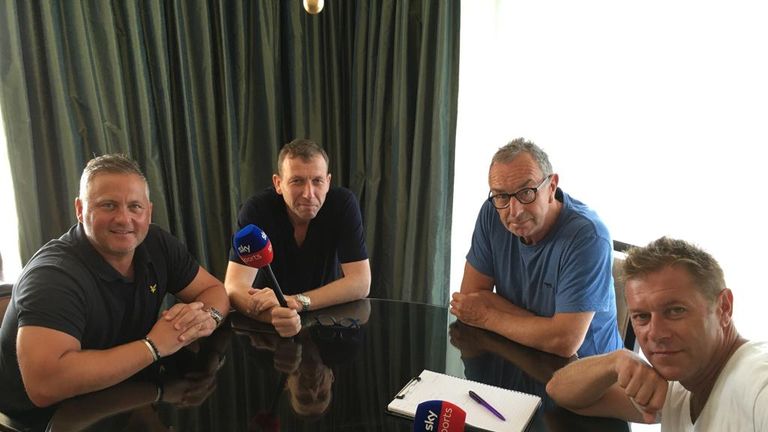 Darren Gough, Michael Atherton, David 'Bumble' Lloyd and Ian Ward record the Sky Cricket Podcast