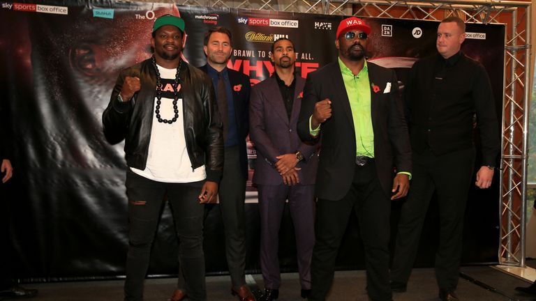 Dillian Whyte and Dereck Chisora face off during a press conference on November 01, 2018