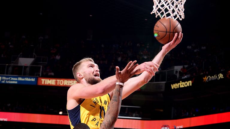 Domantas Sabonis #11 of the Indiana Pacers shoots the ball against the Phoenix Suns on November 27, 2018 at Talking Stick Resort Arena in Phoenix, Arizona.