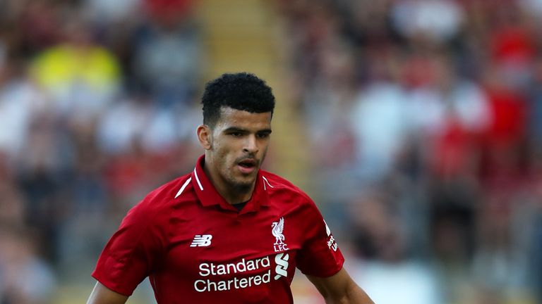 Dominic Solanke in pre-season action for Liverpool