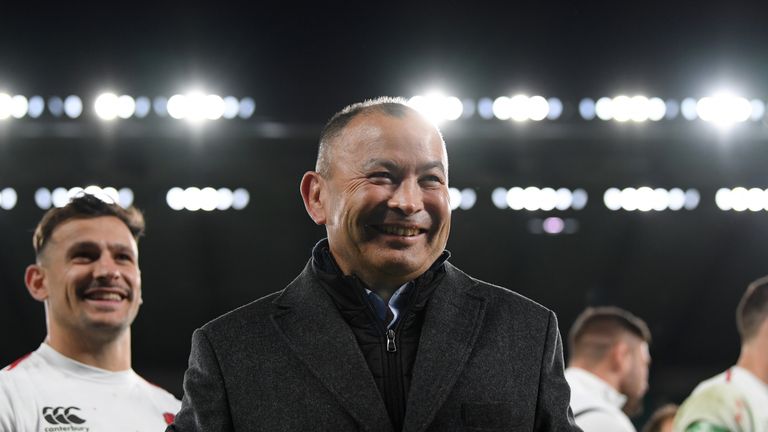 Eddie Jones reacts after England's 12-11 win over South Africa