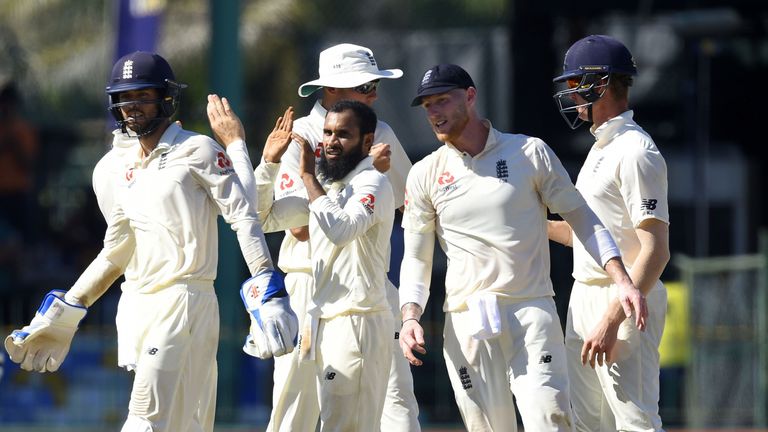 Adil Rashid celebrates an England wicket against Sri Lanka