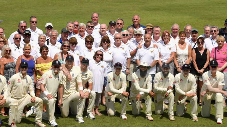 England pictured with supporters during day two of the second Test match against Sri Lanka in Kandy