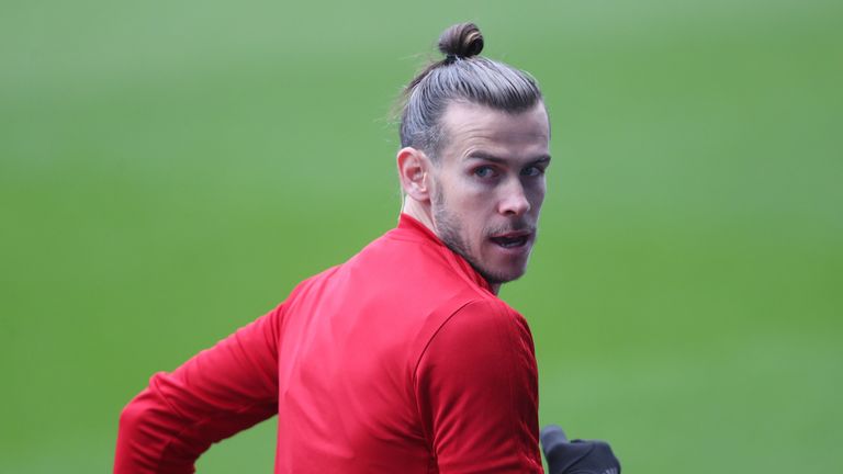 Gareth Bale during national team training session at The Cardiff City Stadium