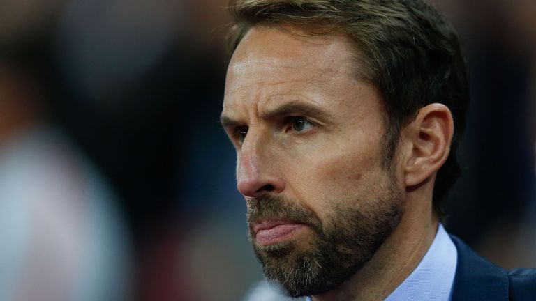 Gareth Southgate watches on during England v USA