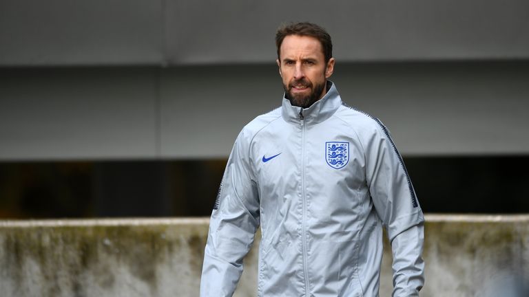 Gareth Southgate takes England training