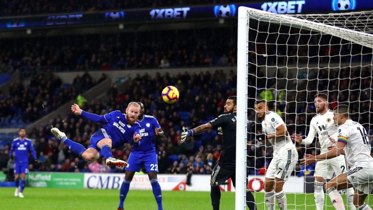  during the Premier League match between Cardiff City and Wolverhampton Wanderers at Cardiff City Stadium on November 30, 2018 in Cardiff, United Kingdom.