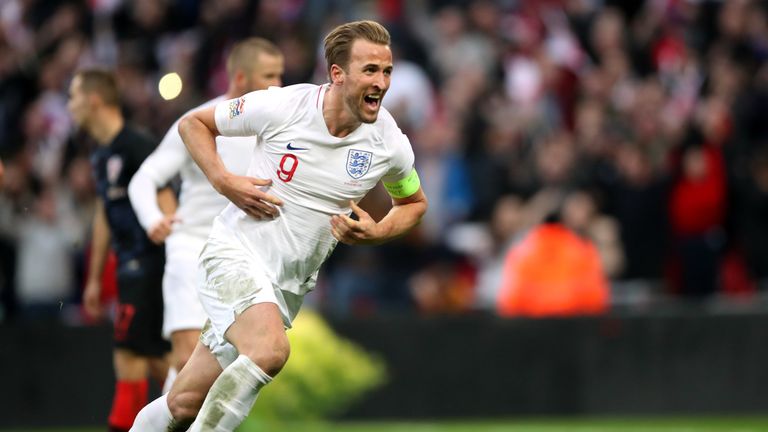 England's Harry Kane celebrates scoring his side's second goal of the game