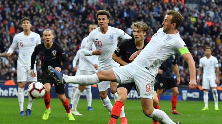 Harry Kane scores England's winning goal at Wembley