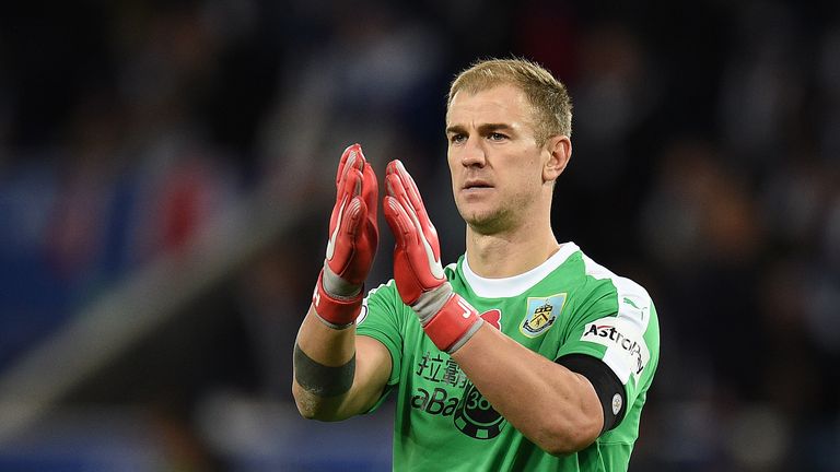 Joe Hart claps the fans following Burnley's 0-0 draw with Leicester